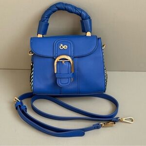Blue Mini Top Handle Crossbody Bag Gold Hardware